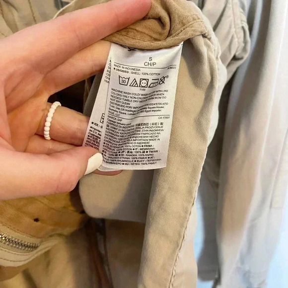 Gap Womens Cotton Collared Long Sleeve Full Zip Utility Jacket Coat Tan Small - Picture 6 of 10